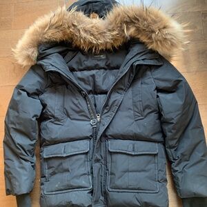 Mackage Black Jacket with Brown Fur Trim